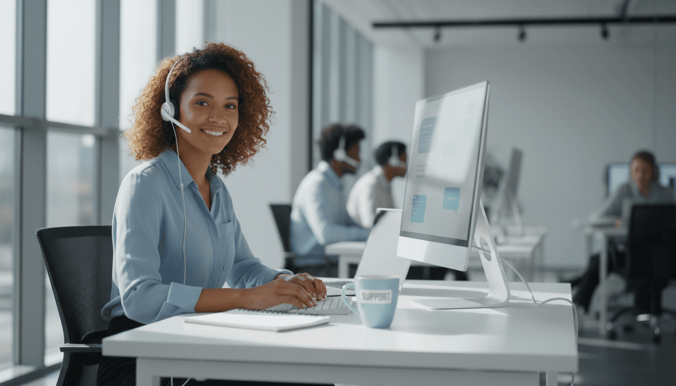 Customer service representative on active call