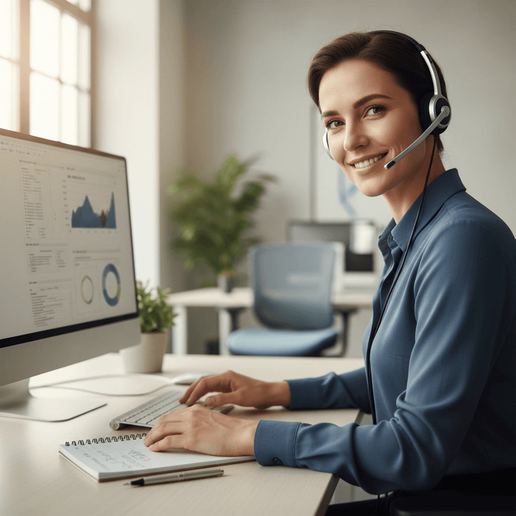 Contact center agent engaged in customer call
